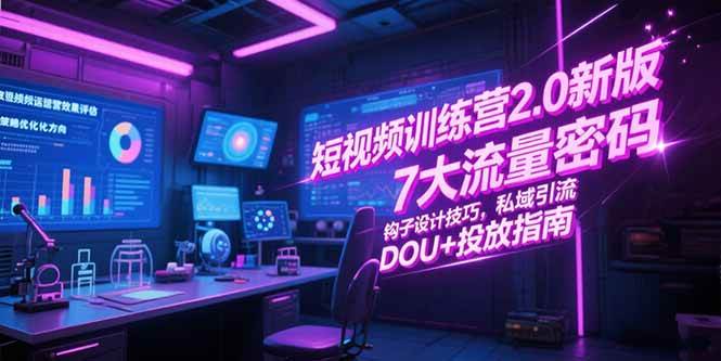 (7.1)短视频训练营2.0新版，7大流量密码/钩子设计技巧/私域引流/DOU+投放指南