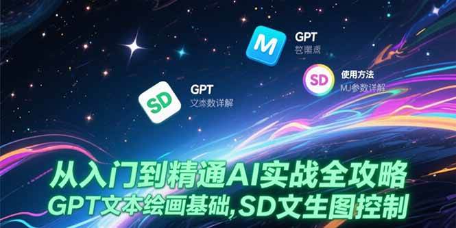 (7.6)从入门到精通AI实战全攻略，GPT文本绘画基础，MJ参数详解，SD文生图控制