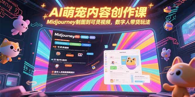 (7.6)AI萌宠内容创作课，Midjourney制图到可灵视频，数字人带货玩法